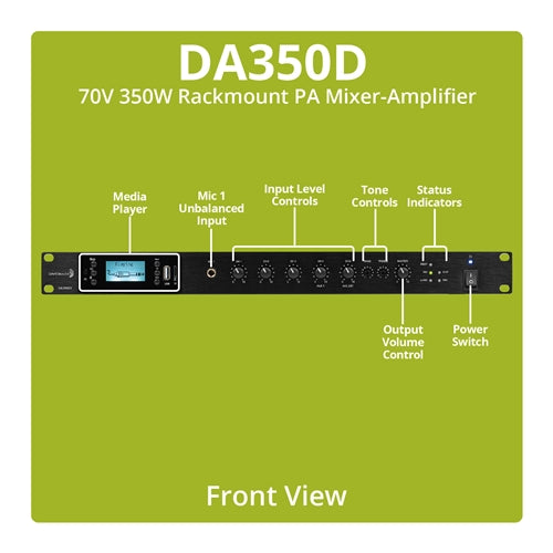Dayton Audio DA350D. Amplificador Mezclador 350 Watts 70V