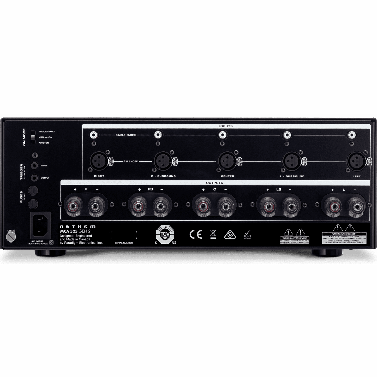Anthem MCA 525 Gen 2. Amplificador 5 Canales, 225 Watts x 5