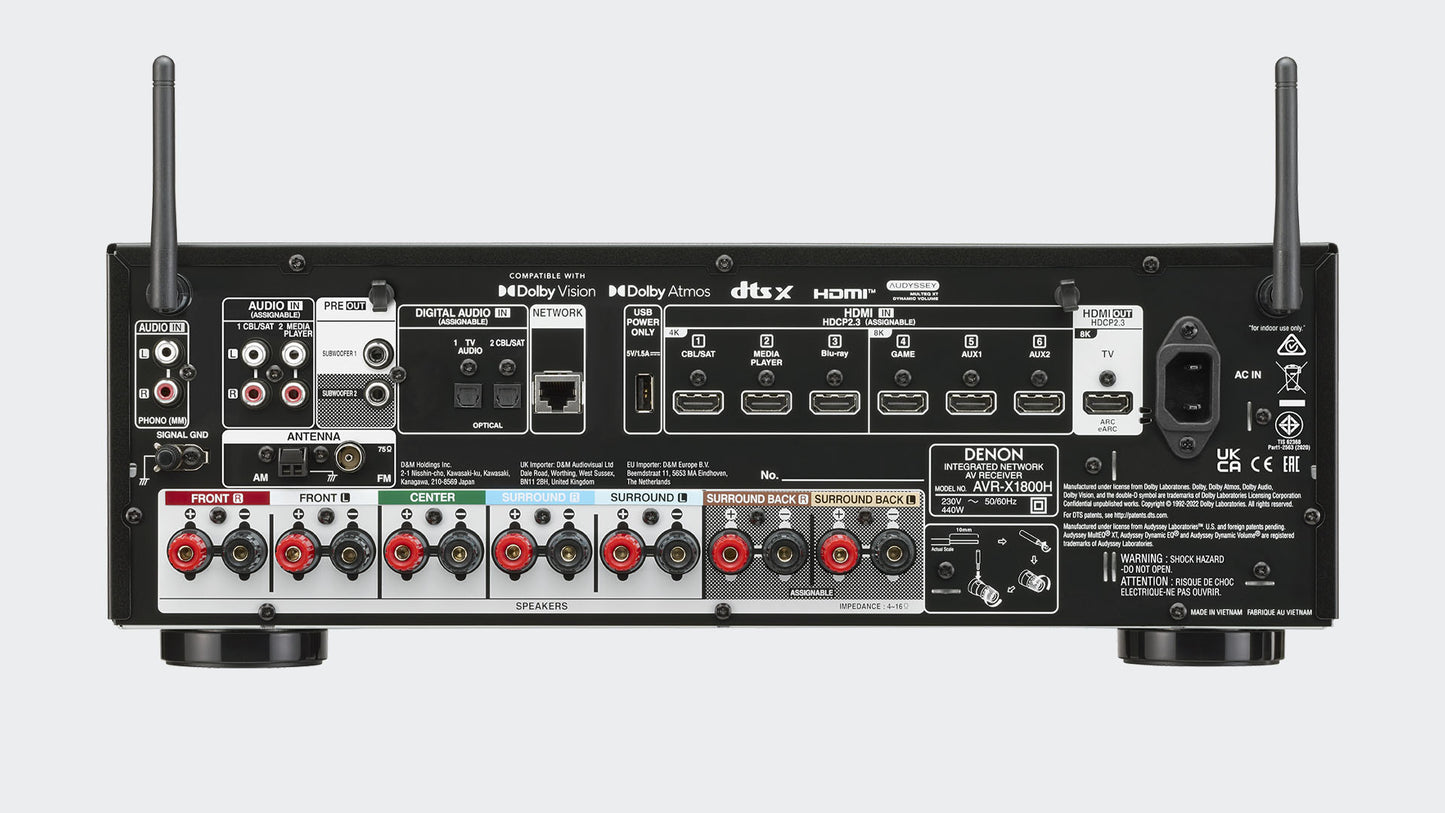 Denon AVR-X1800H. Receptor 7.2 Canales 80W x 7