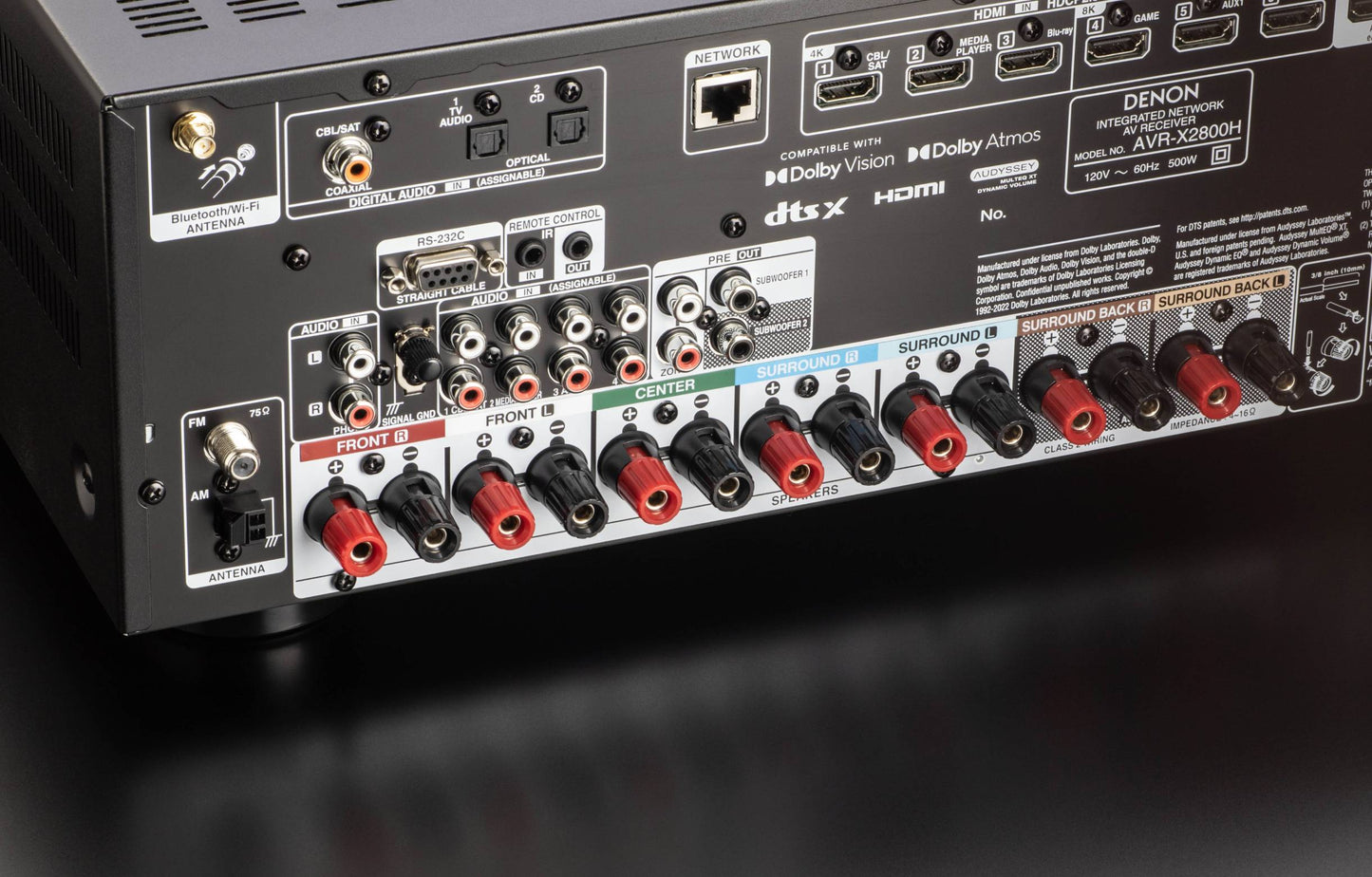Denon AVR-X2800H. Receptor A/V 8K de 7.2 Canales, 95W x 7
