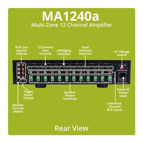 Dayton Audio MA1240a. Amplificador de 6 Zonas