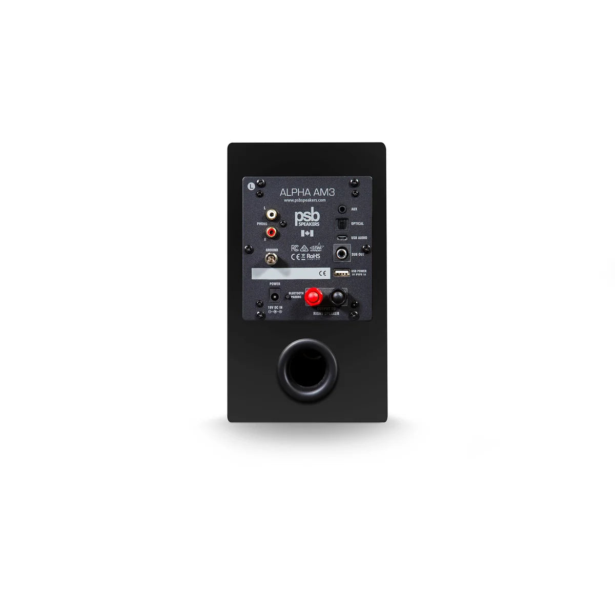 PSB Alpha AM3. Bocinas Bookshelf Activas Compactas 2 Vías con Amplificación 35W x2, Bluetooth aptX, Entrada Phono MM y Tweeter Aluminio 0.75" (Par)