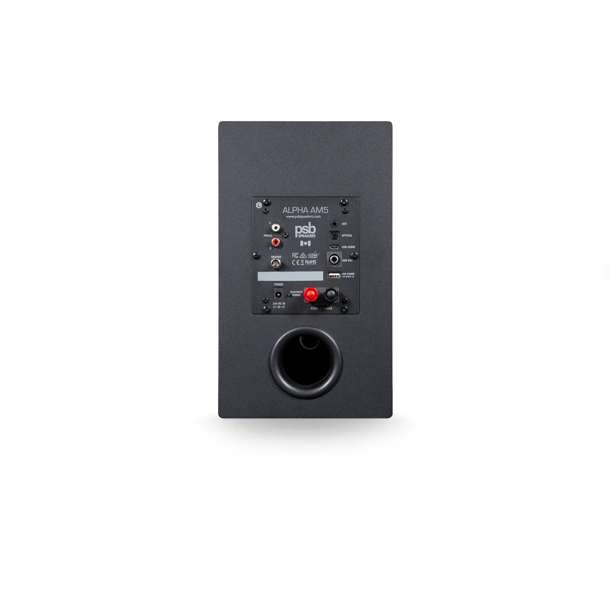 PSB Alpha AM5. Bocinas Bookshelf Activas 2 Vías con Amplificación 50W x2, Bluetooth aptX, Entrada Phono MM y Tweeter Aluminio 0.75" (Par)