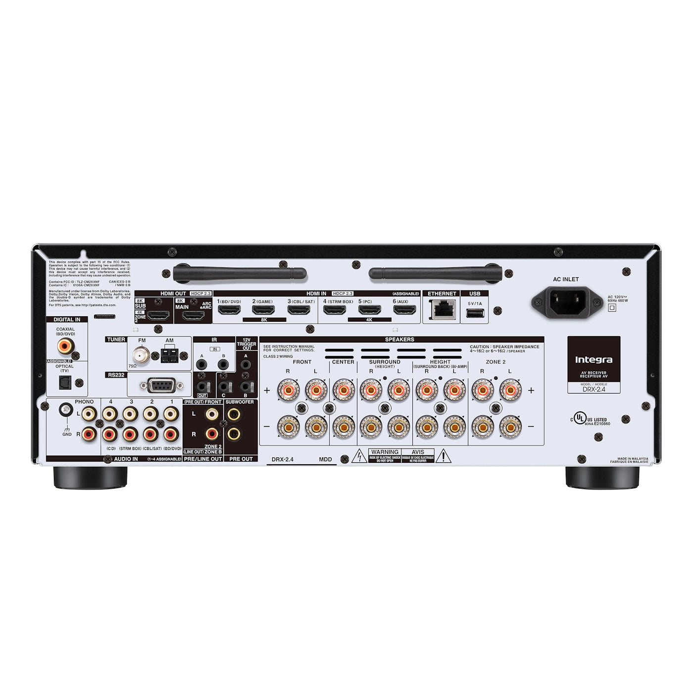 Integra DRX-2.4. Receptor AV 7.2 Canales 80W con Dolby Atmos y HDMI 2.1