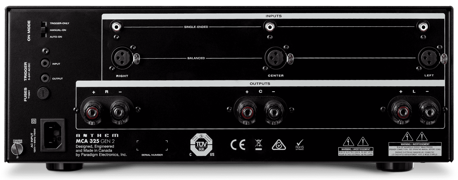 Anthem MCA 325 Gen 2. Amplificador 3 Canales, 225 Watts x 3