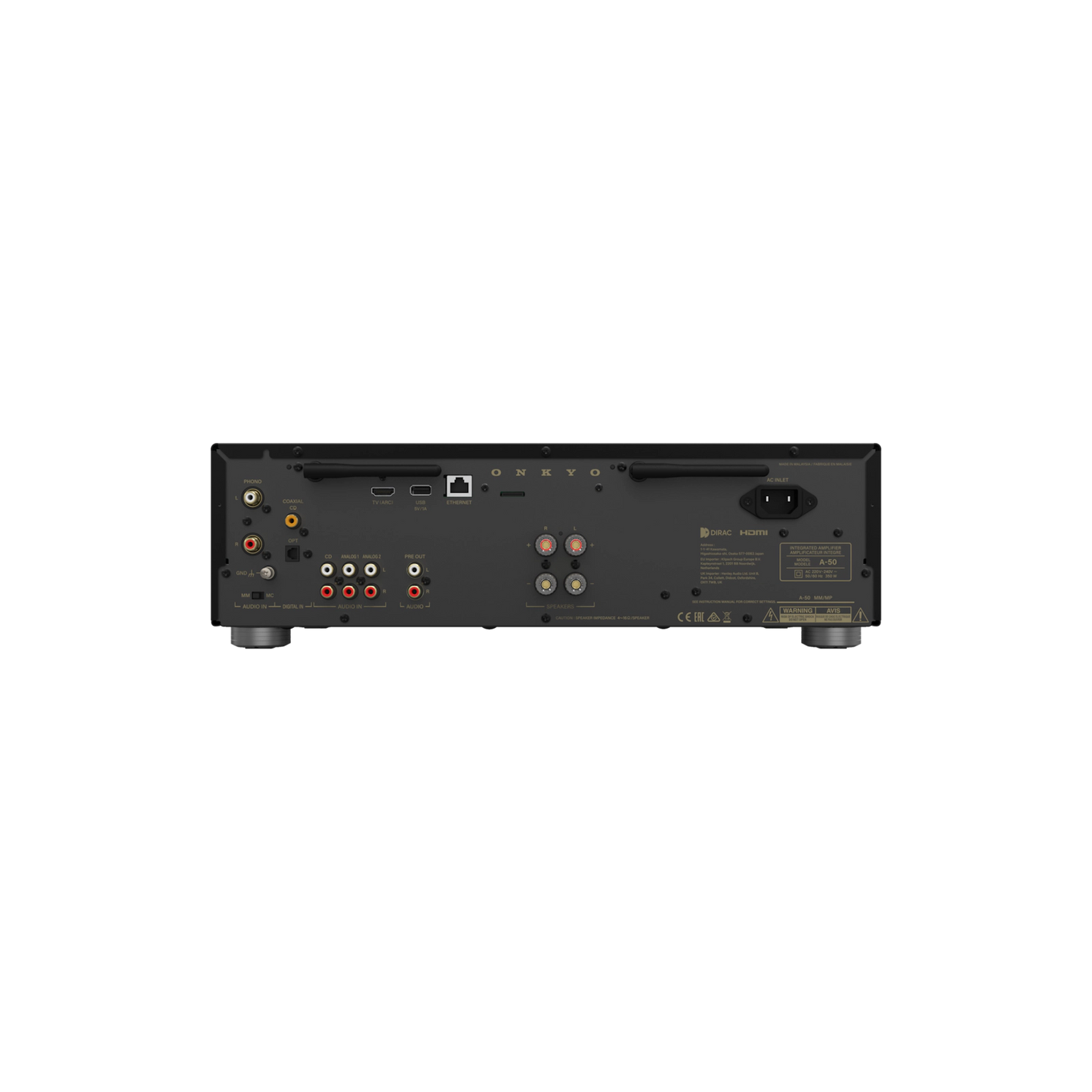 Onkyo Icon A-50. Amplificador Integrado Streaming Class AB 110W con Dirac Live, HDMI ARC y Phono MM/MC