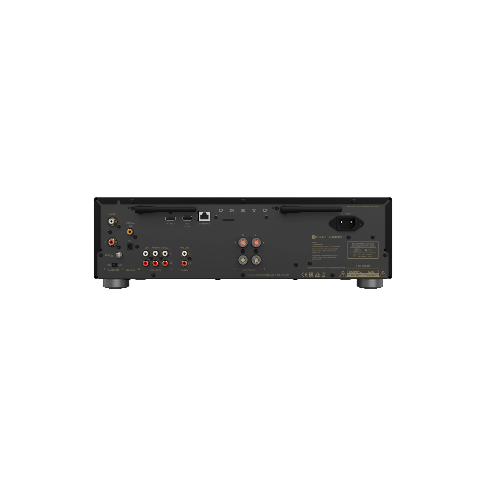Onkyo Icon A-50. Amplificador Integrado Streaming Class AB 110W con Dirac Live, HDMI ARC y Phono MM/MC