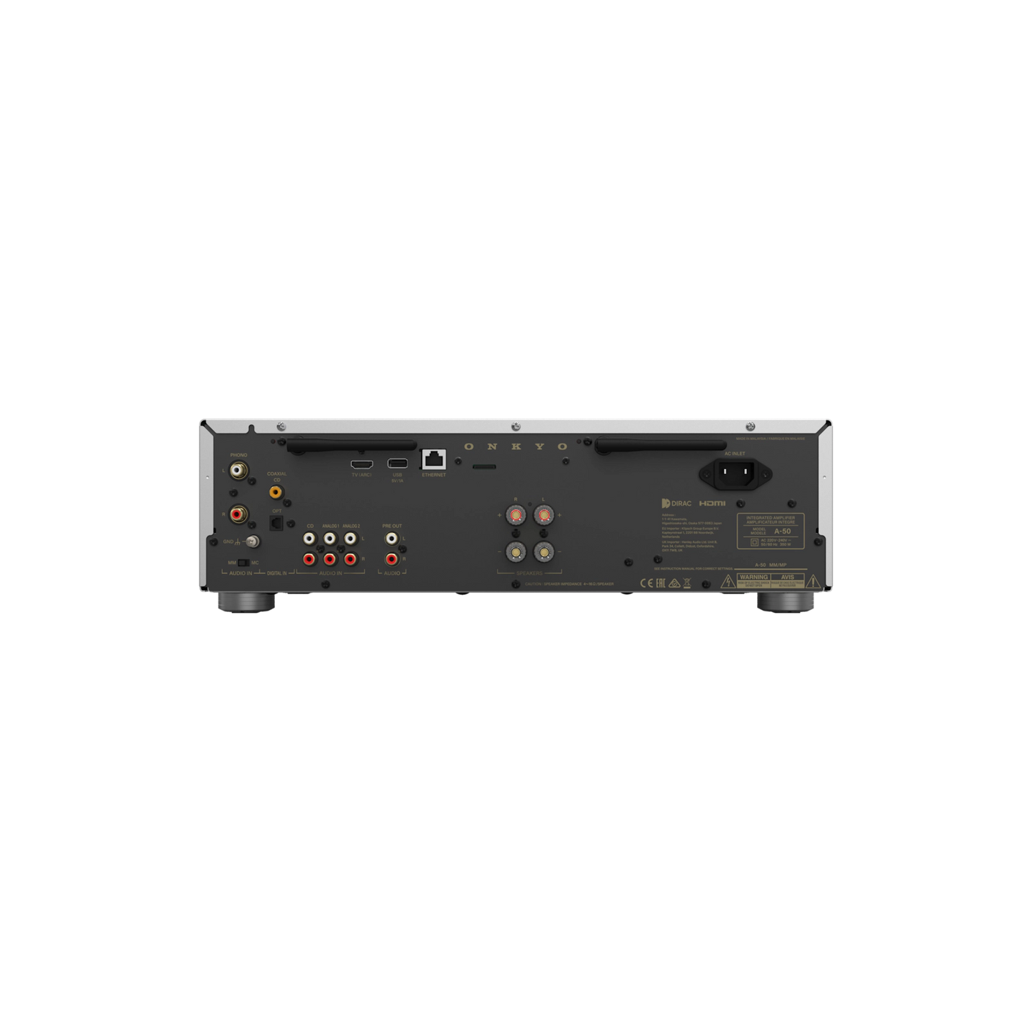 Onkyo Icon A-50. Amplificador Integrado Streaming Class AB 110W con Dirac Live, HDMI ARC y Phono MM/MC