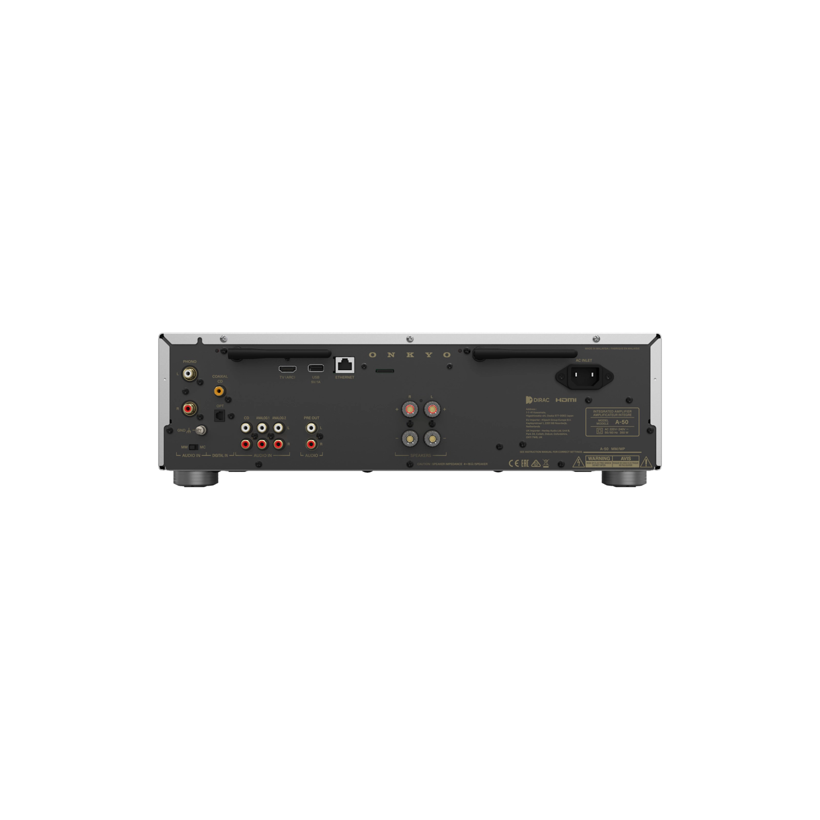 Onkyo Icon A-50. Amplificador Integrado Streaming Class AB 110W con Dirac Live, HDMI ARC y Phono MM/MC