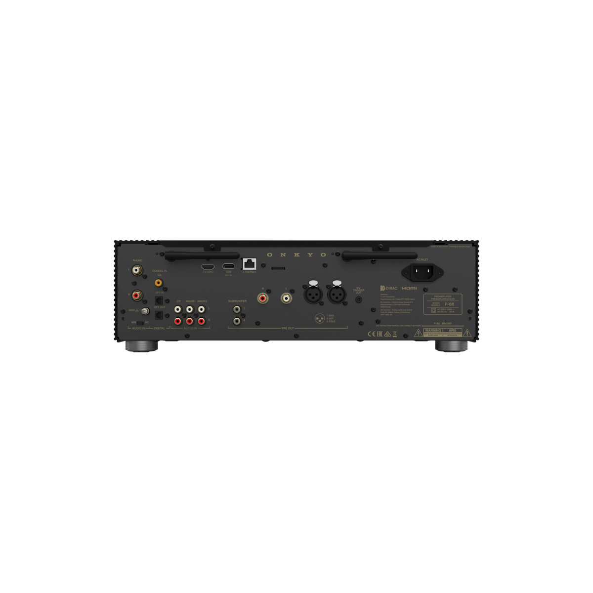 Onkyo Icon P-80. Preamplificador de Red 2.2 Canales con Dirac Live, HDMI ARC, Phono MM/MC y Salidas XLR
