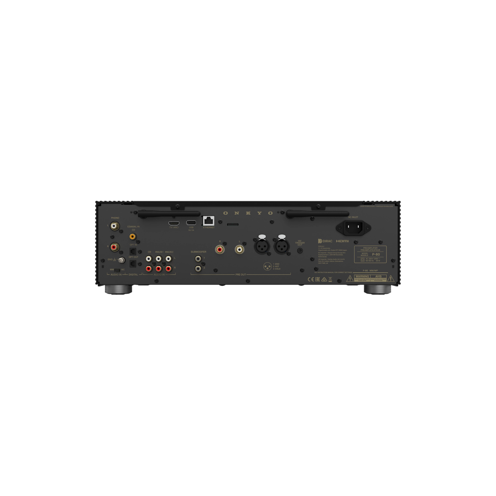 Onkyo Icon P-80. Preamplificador de Red 2.2 Canales con Dirac Live, HDMI ARC, Phono MM/MC y Salidas XLR