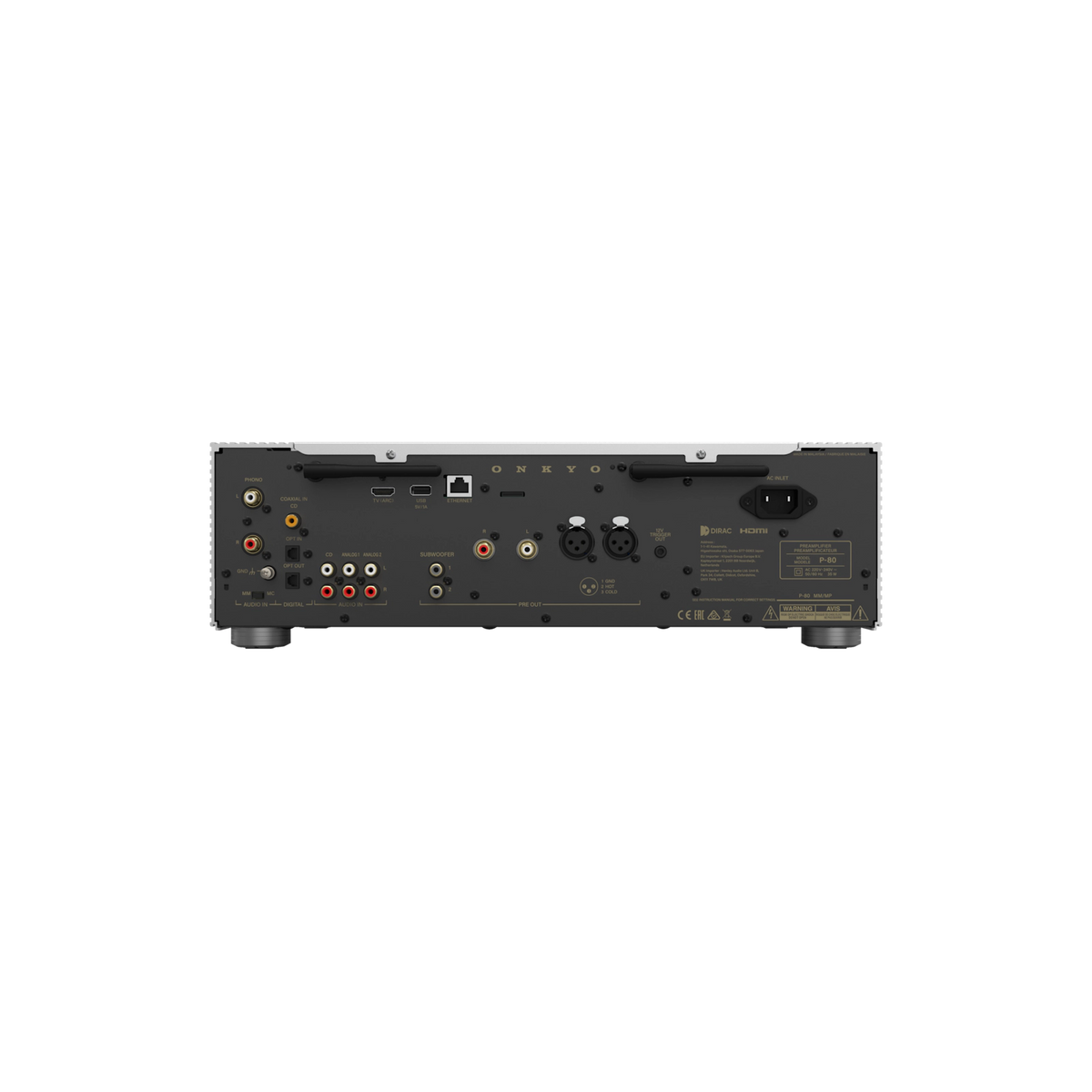 Onkyo Icon P-80. Preamplificador de Red 2.2 Canales con Dirac Live, HDMI ARC, Phono MM/MC y Salidas XLR