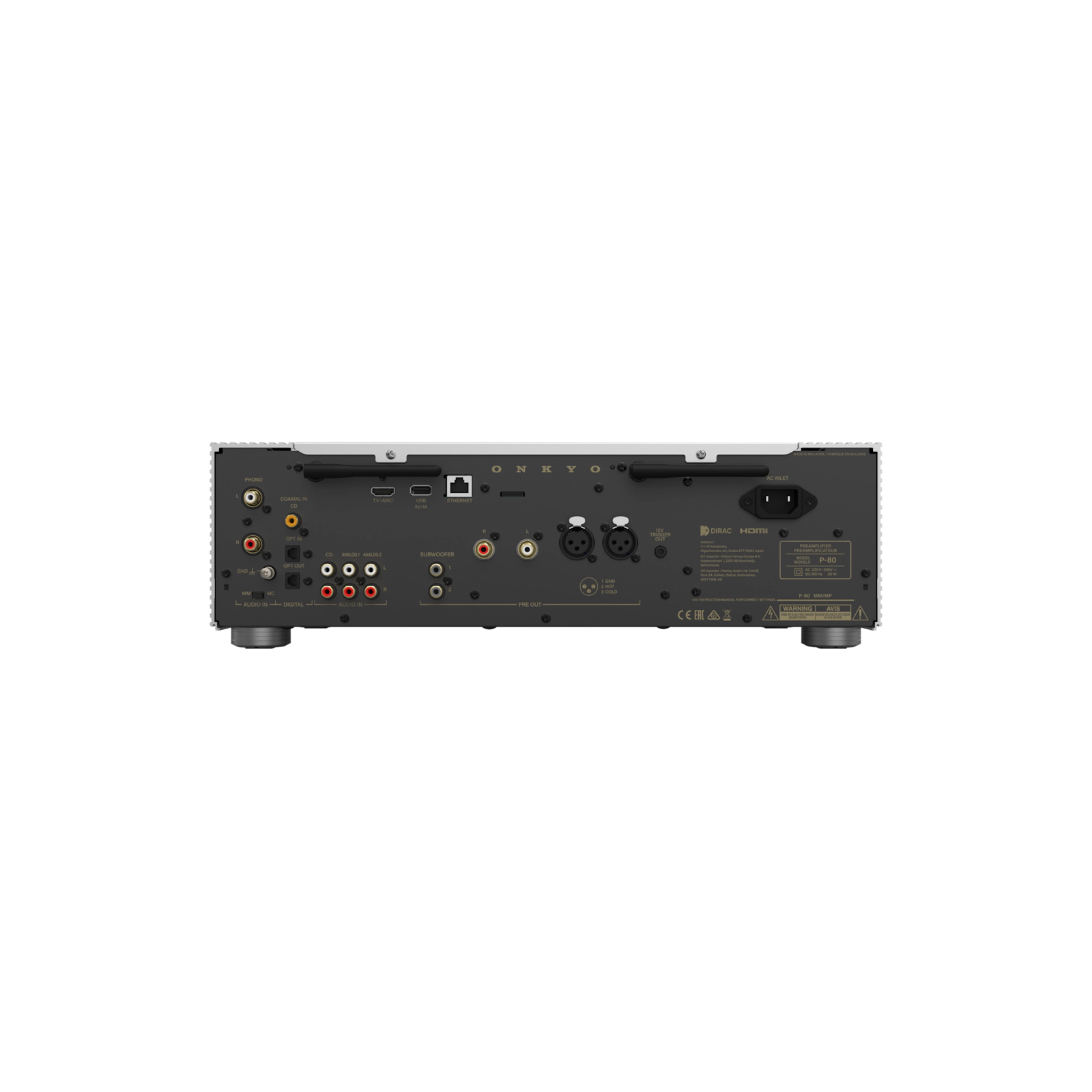 Onkyo Icon P-80. Preamplificador de Red 2.2 Canales con Dirac Live, HDMI ARC, Phono MM/MC y Salidas XLR