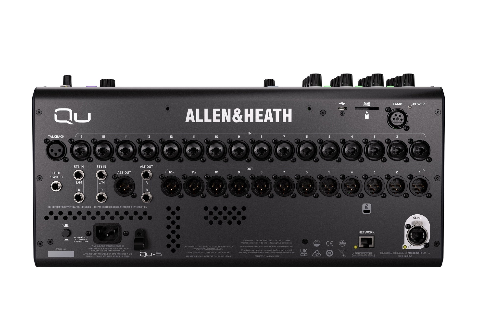 Allen & Heath Qu-5. Mezcladora Digital Compacta 17 Faders con USB Multitrack