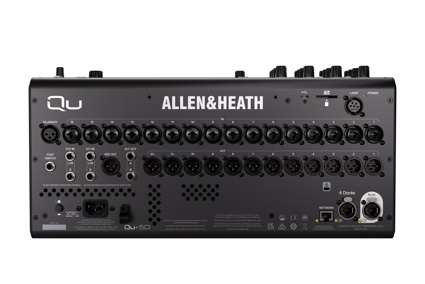 Allen & Heath Qu-5D. Mezcladora Digital 17 Faders con Dante 16x16