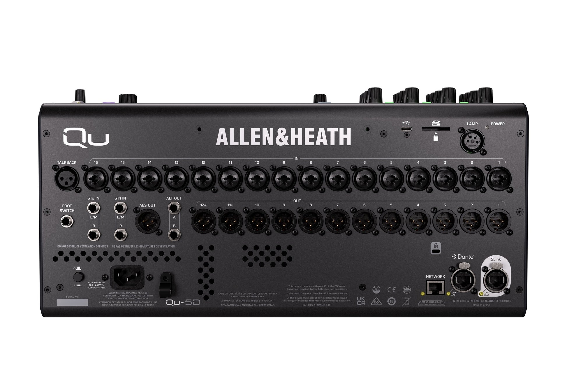 Allen & Heath Qu-5D. Mezcladora Digital 17 Faders con Dante 16x16