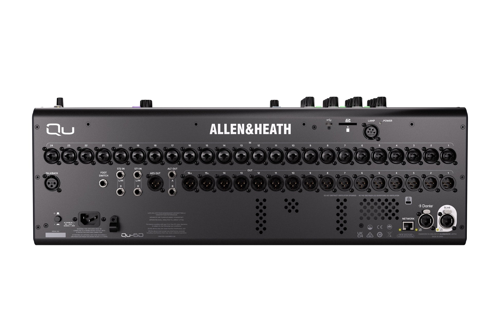 Allen & Heath Qu-6D. Mezcladora Digital 25 Faders con Dante 16x16