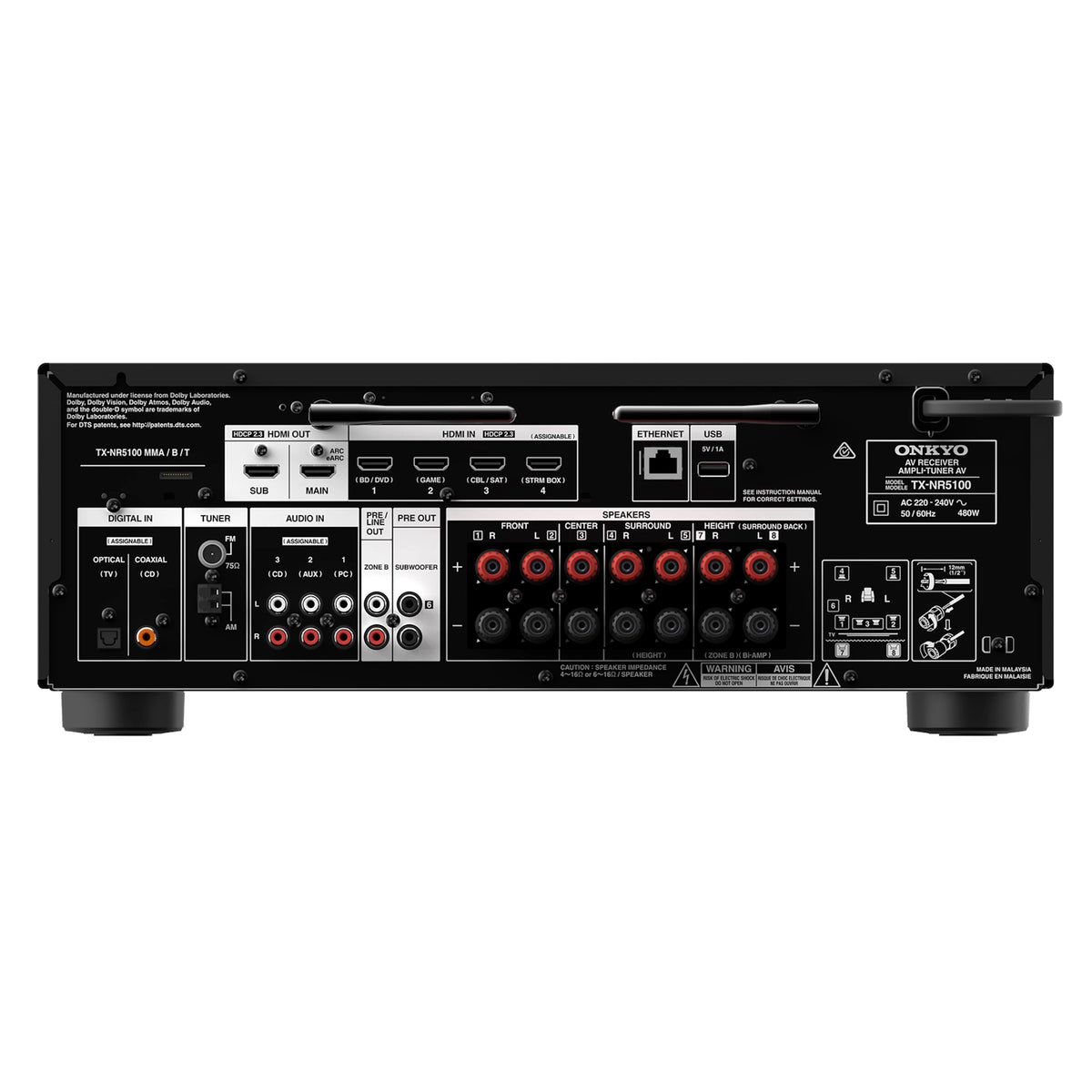Onkyo TX-NR5100. Receptor AV 7.2 Canales 80W con AccuEQ, HDMI 2.1 8K, Dolby Atmos y DTS:X