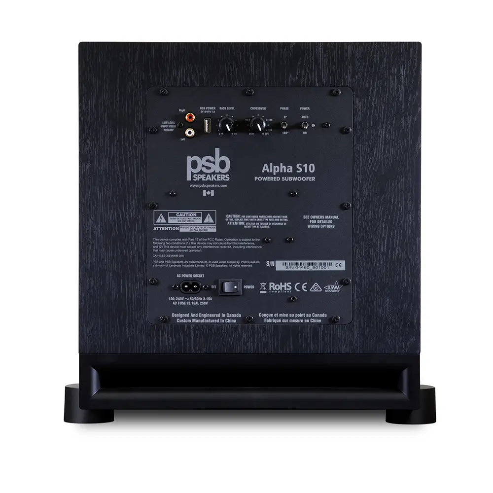 PSB Alpha S10. Subwoofer Activo 10" de Polipropileno con Amplificador 150W Continuo / 210W Dinámico y Bass Reflex
