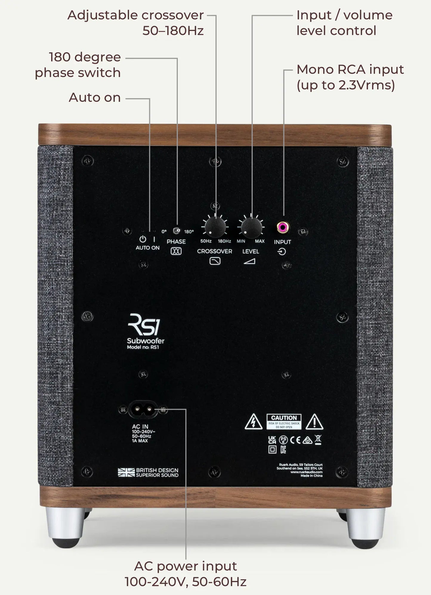 Ruark Audio RS1. Subwoofer Activo 100W con Control Inalámbrico