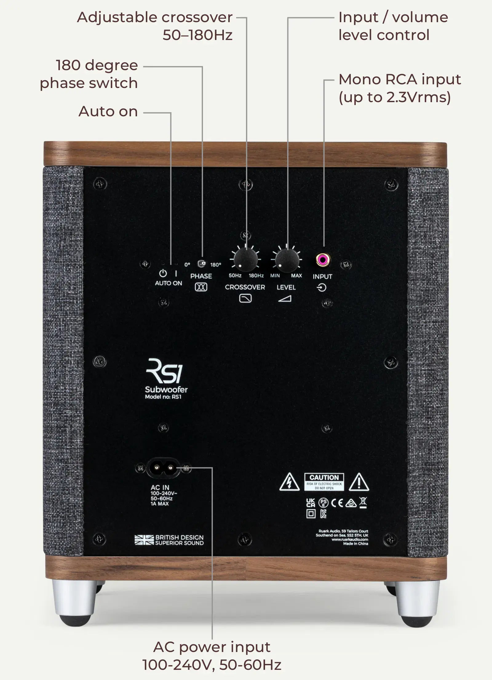 Ruark Audio RS1. Subwoofer Activo 100W con Control Inalámbrico