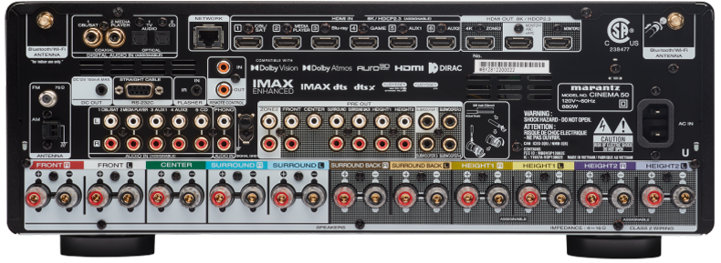 Marantz Cinema 50. Receptor A/V 8K de 9.4 Canales, 110W x 9